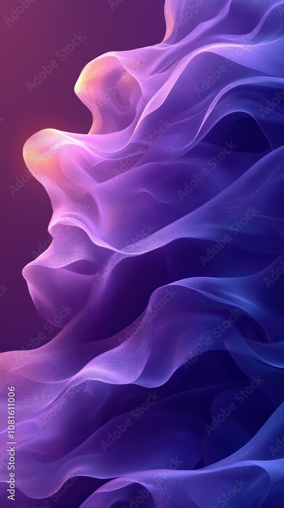 Obraz premium Abstract waves of purple and blue fluid shapes creating a serene vibe.