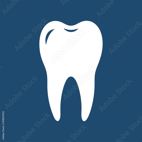 Tooth flat icon. Silhouette dental clinic symbol. Healthy tooth.