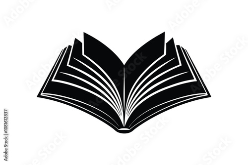 Book Silhouette Icon Vector Illustration - Minimalist Design Symbolizing Reading, Knowledge, and Education for Libraries and Learning