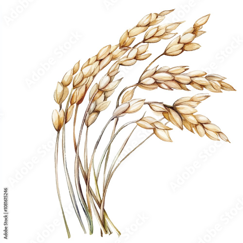 Oat watercolor clipart illustration