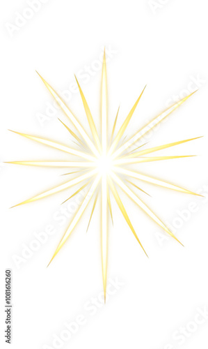 “Dazzling Starburst with Spiky Points on Transparent Background” – A PNG of a Bright Light Effect for Celebratory and Decorative Designs