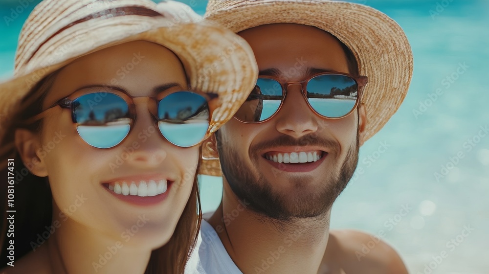 Couple travelers enjoying leisure and relaxation at a luxurious beach resort retreat Couple travelers enjoying leisure and relaxation at a luxurious beach resort retreat