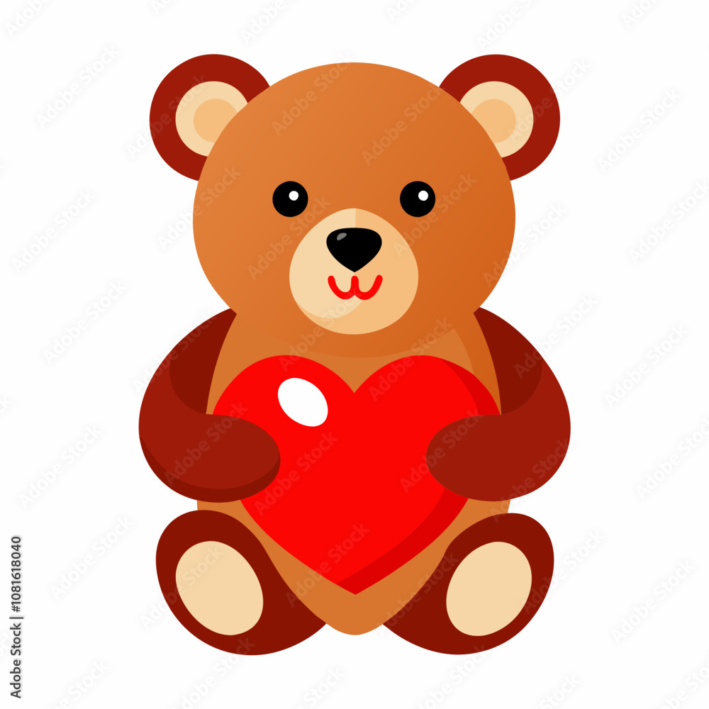 Teddy Bear Holding a Heart Cartoon Illustration Teddy Bear Holding a Heart Cartoon Illustration