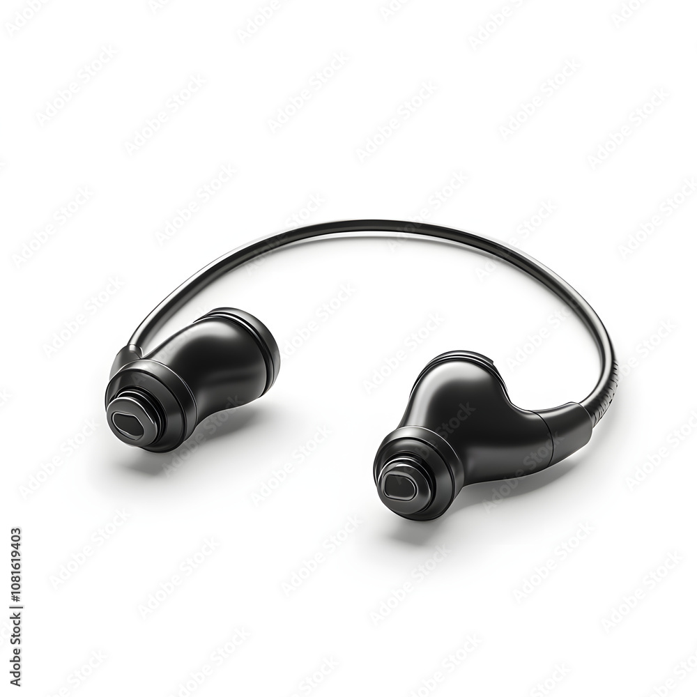 Sleek black wireless neckband earbuds isolated on white background ,music and calls , ergonomic design with noise cancellation, compact and lightweight, ideal for gym, travel, and daily use, isolated Sleek black wireless neckband earbuds isolated on white background ,music and calls , ergonomic design with noise cancellation, compact and lightweight, ideal for gym, travel, and daily use, isolated
