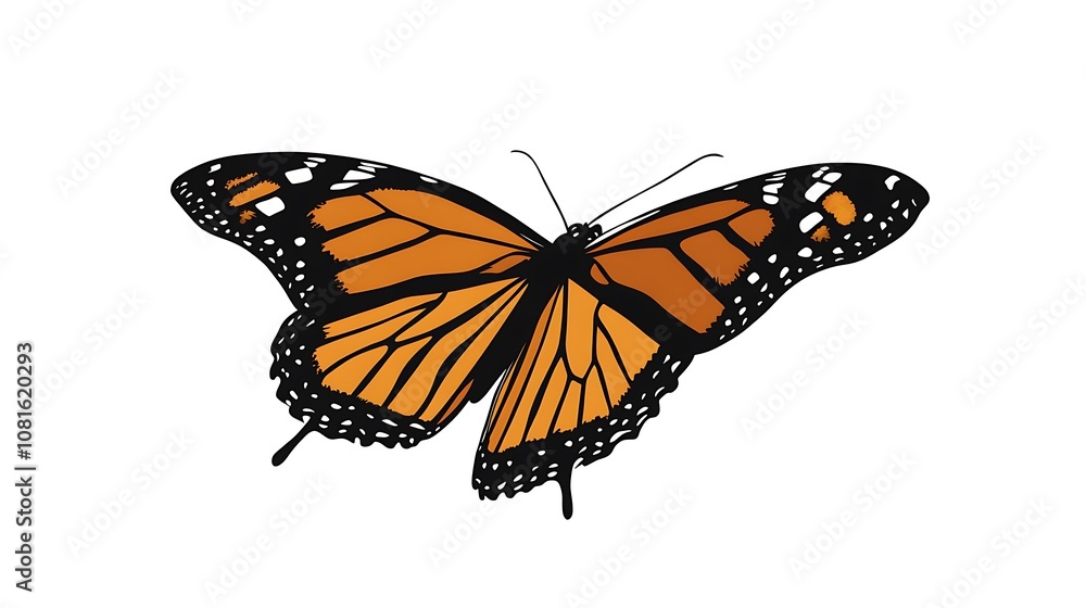 Fototapeta premium Detailed Monarch Butterfly Vector Art in Bright Orange