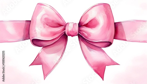 Delicate pink bow with flowing ribbons, ideal for gift wrapping and artistic decor. Generative AI
