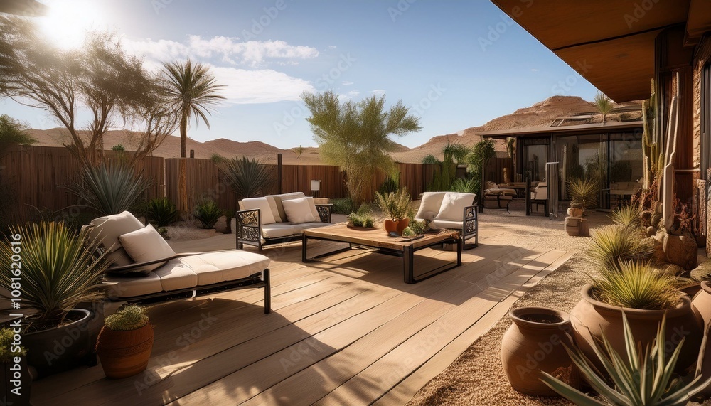 Fototapeta premium Sustainable Desert Landscaping Ideas for Modern Backyards
