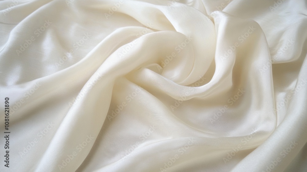 Smooth white fabric with soft, flowing folds. Smooth white fabric with soft, flowing folds.