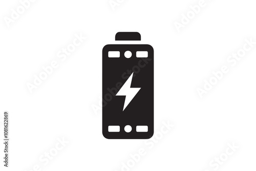 battery Energy and thunder lightning bolt vector silhouette isolated in white background