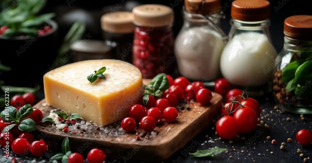 Modern display with Italian pecorino cheese Modern display with Italian pecorino cheese
