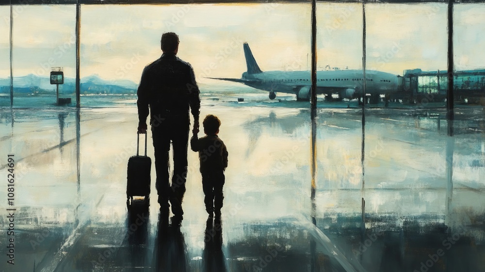 Heartwarming moment between father and son at the airport captured in a beautiful scene Heartwarming moment between father and son at the airport captured in a beautiful scene