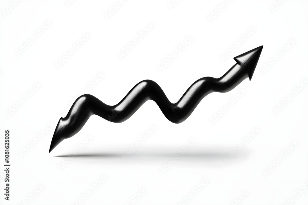 Fototapeta premium A black arrow with a curved line on top of it