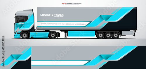 semi truck and trailer wrap livery design. vector file printing below