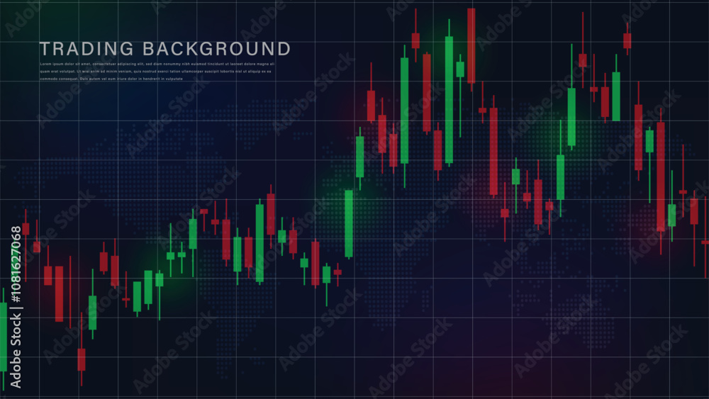 A chart of stock market crypto candlesticks on a dark blue background. A chart with green-red candlesticks. Analysis of investment trading in the field of cryptocurrencies. A chart of stock market crypto candlesticks on a dark blue background. A chart with green-red candlesticks. Analysis of investment trading in the field of cryptocurrencies.
