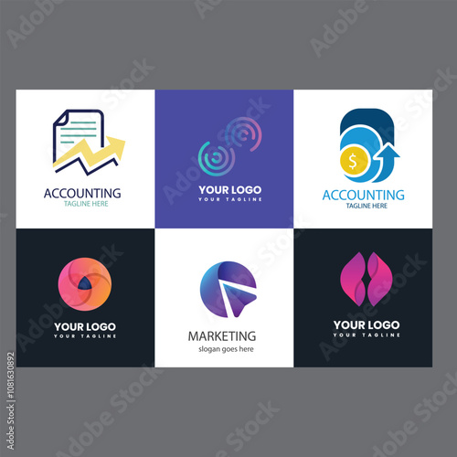 Flat design accounting logo collection flat design accounting logo template collection