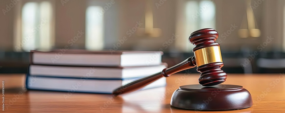 A close-up view of a wooden gavel resting on a law book, symbolizing justice and legal authority in a courtroom setting. A close-up view of a wooden gavel resting on a law book, symbolizing justice and legal authority in a courtroom setting.