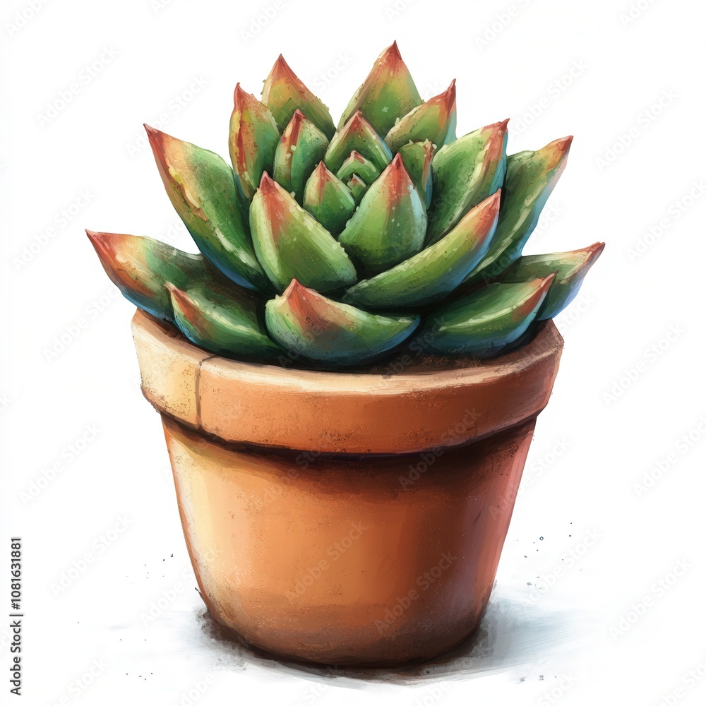 A vibrant succulent plant in a terracotta pot, showcasing intricate leaf patterns and rich colors A vibrant succulent plant in a terracotta pot, showcasing intricate leaf patterns and rich colors