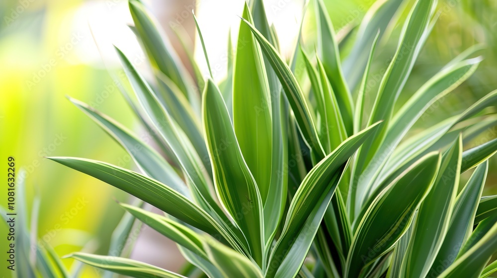 Fototapeta premium Yucca Plant - a striking and resilient succulent. The yucca showcases its unique form and vibrant green leaves, adding a touch of nature to any space.