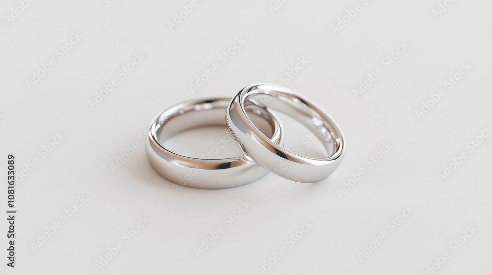 A pair of wedding rings isolated on a white background, symbolizing unity A pair of wedding rings isolated on a white background, symbolizing unity