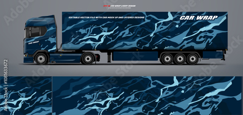 semi truck and trailer wrap livery design. vector file printing below