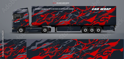 semi truck and trailer wrap livery design. vector file printing below