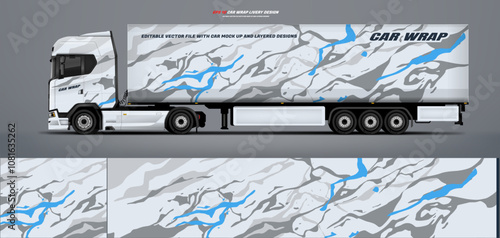 semi truck and trailer wrap livery design. vector file printing below