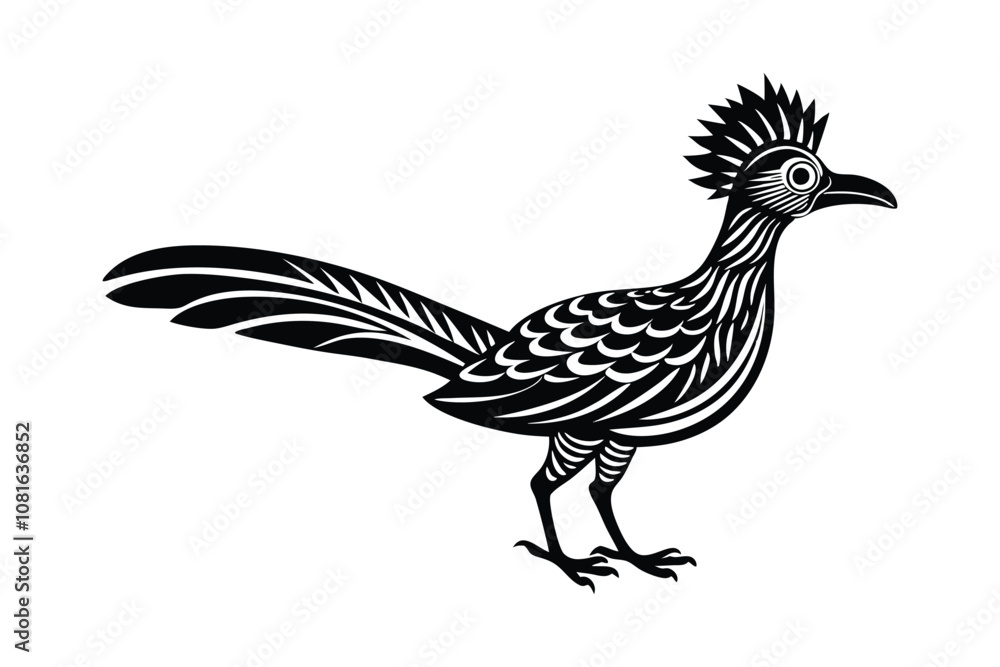 Fototapeta premium Roadrunner Silhouette Vector Illustration - Speedy Desert Bird Icon for Wildlife, Southwestern Art, and Rustic Decorative Designs