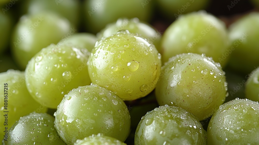 Close-up of Green Grapes with Water Droplets Close-up of Green Grapes with Water Droplets