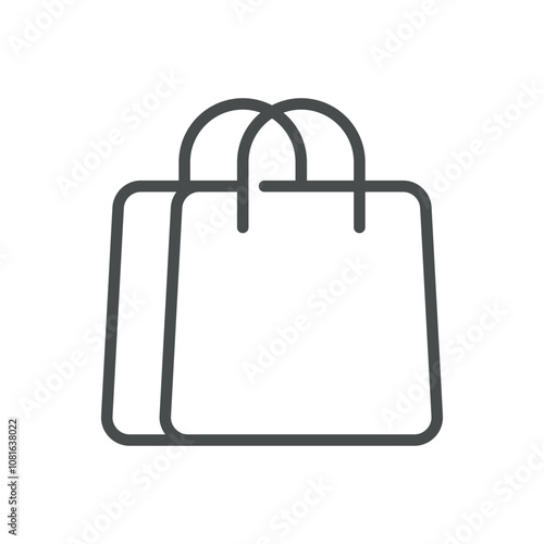 Double Shopping Bag Icon, Minimalist Line Art Representing Multiple Bags Set for Retail and Merchandise, Vector Illustration
