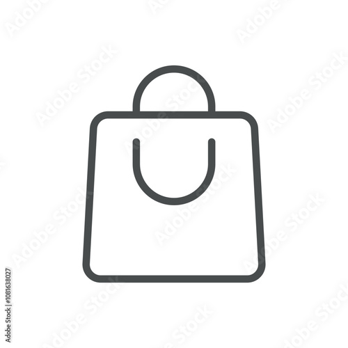 Basic Shopping Bag Icon, Minimalist Line Art for Retail and E-commerce, Simple Design for Store and Purchase Vector Illustration