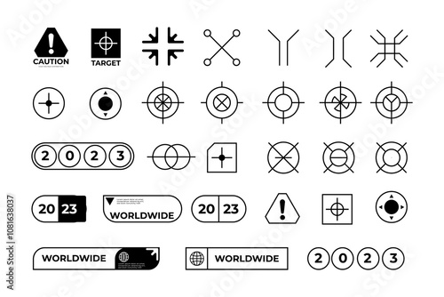 Futuristic streetwear cyberpunk interface element technology graphic vector design template	