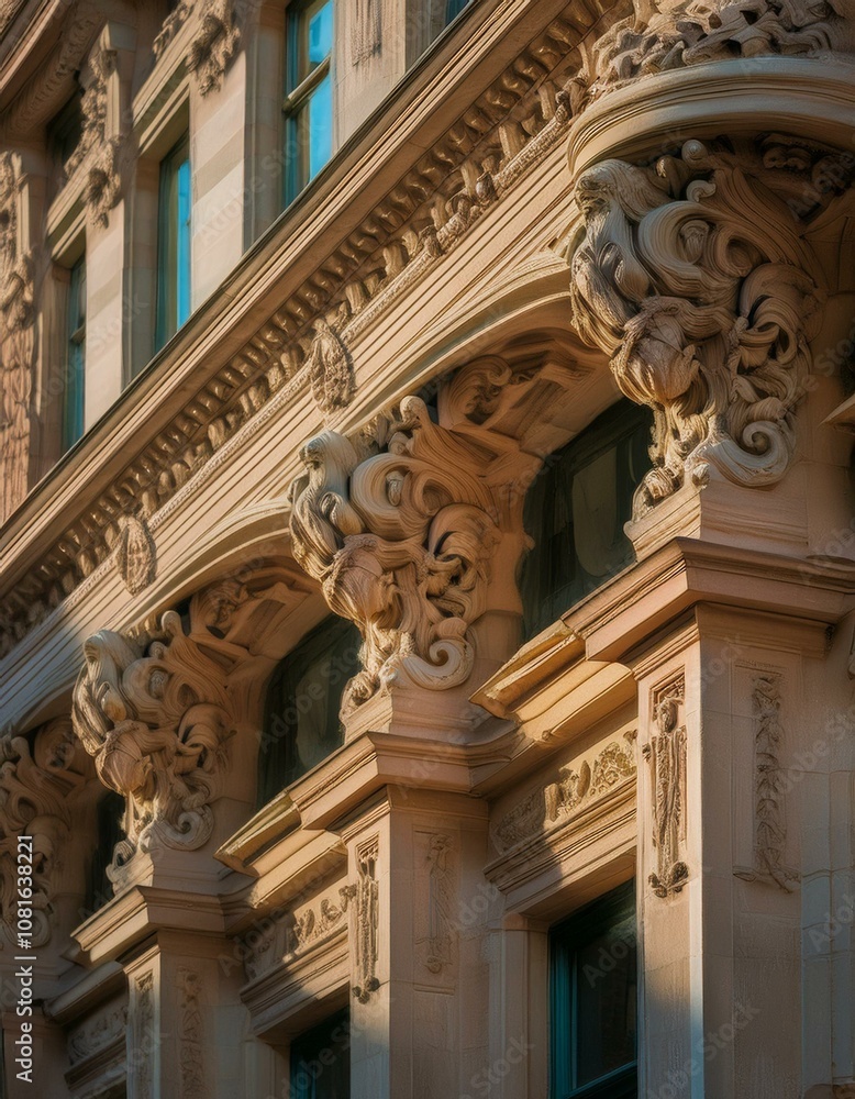 Obraz premium Ornate Architectural Facade with Intricate Design and Masterful Craftsmanship