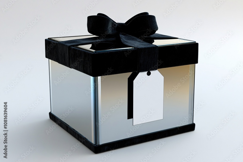Mirrored Gift Box with Black Ribbon Mirrored Gift Box with Black Ribbon
