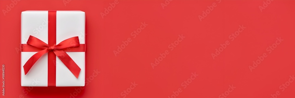 White gift box with a red ribbon and bow on a vibrant red background, minimalist festive composition, perfect for Christmas, New Year, or Valentine’s Day marketing materials with copy space
White gift box with a red ribbon and bow on a vibrant red background, minimalist festive composition, perfect for Christmas, New Year, or Valentine’s Day marketing materials with copy space