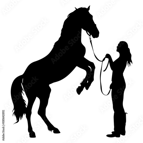 horse and girl silhouette, vector illustration on white background