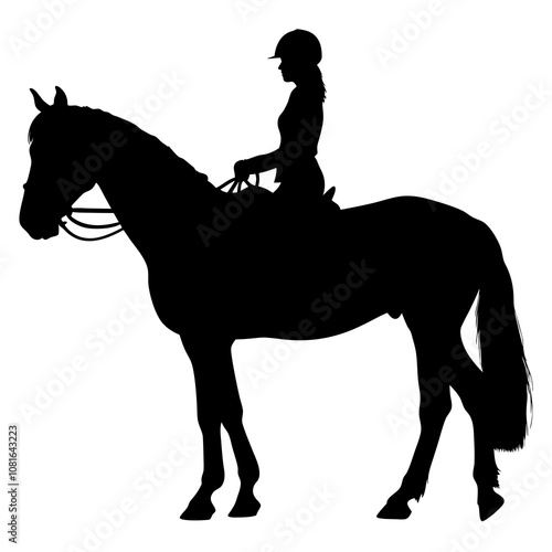 horse and girl silhouette, vector illustration on white background