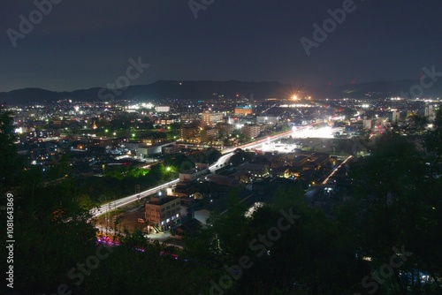 亀島山から見える夕暮れ　玉島方面
