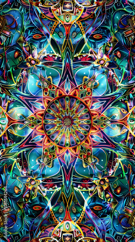 Wallpaper Mural Intricate Geometric Design: A Symphony of Shapes and Colors through Vibrant Ng-Pattern Torontodigital.ca