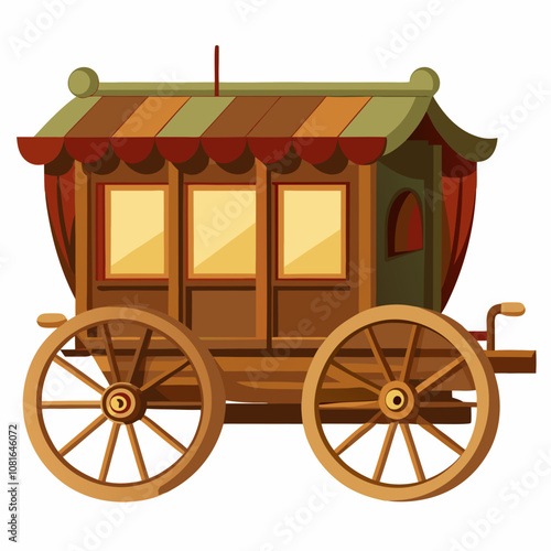 Old wooden wagon vector illustration on white background