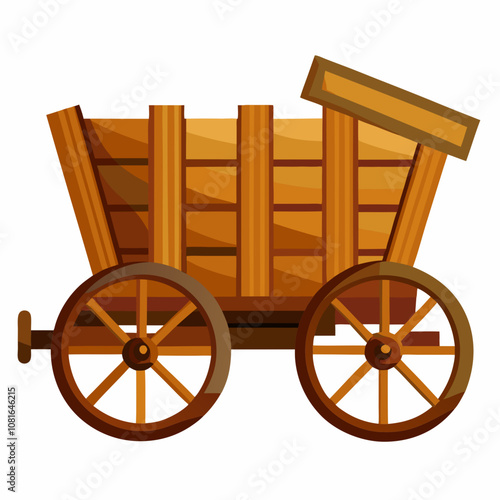 Old wooden wagon vector illustration on white background