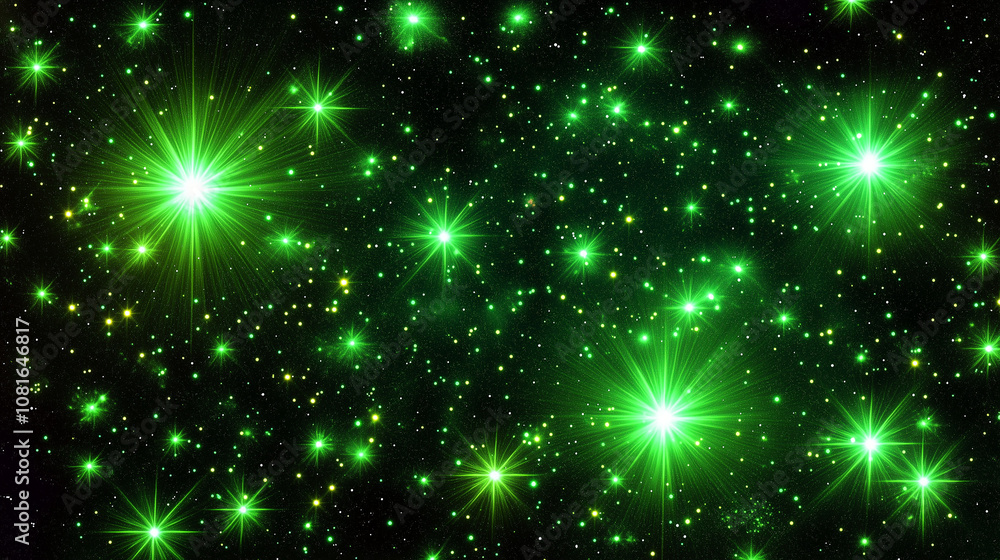 Fototapeta premium A night when the green stars dance down