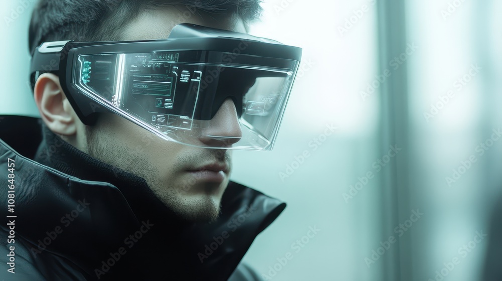 Futuristic AI-Driven Wearable Technology Featuring Transparent Screen for Enhanced User Experience in Modern Environments Futuristic AI-Driven Wearable Technology Featuring Transparent Screen for Enhanced User Experience in Modern Environments