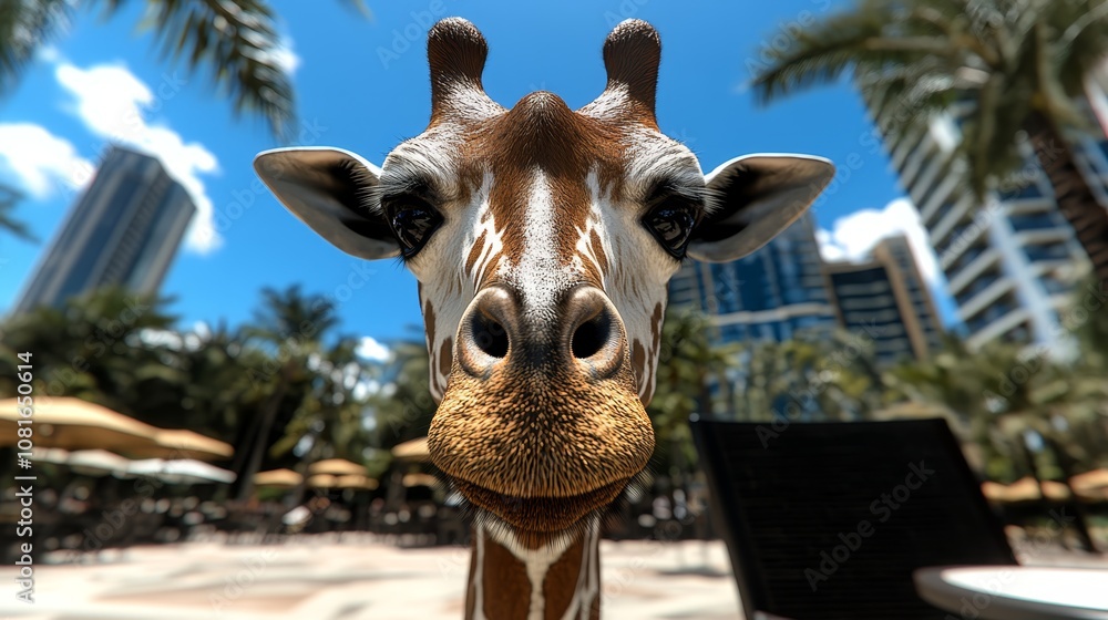 Obraz premium A close up of a giraffe looking at the camera