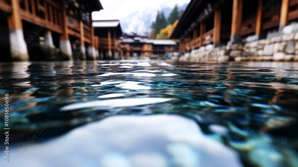 Obraz premium A view of a river with buildings in the background