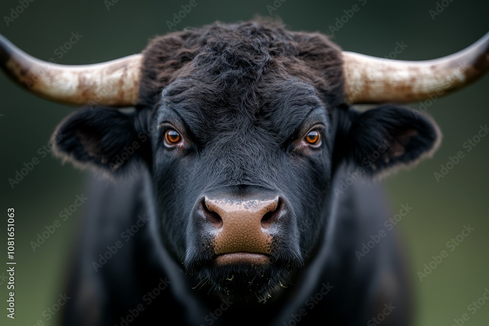 A close up of a bull with large horns A close up of a bull with large horns
