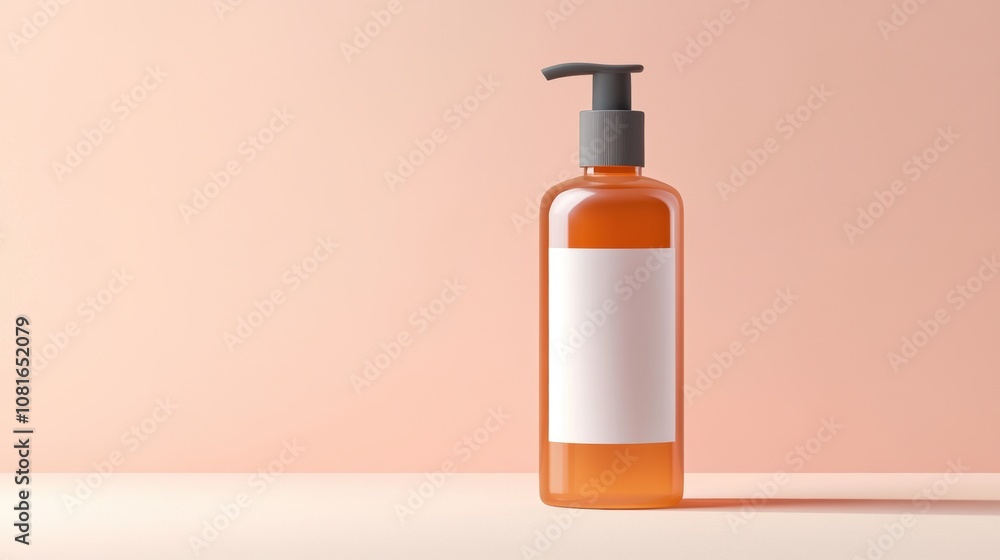 Amber Glass Bottle Mockup with White Label Amber Glass Bottle Mockup with White Label