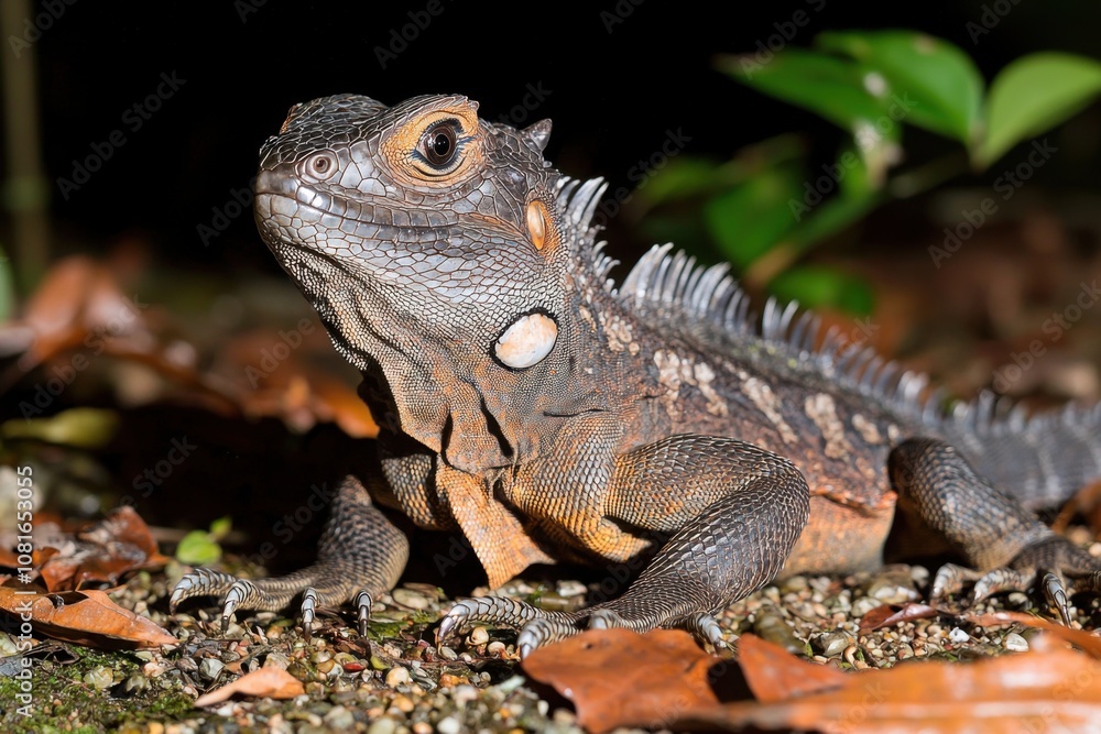Iguana Lizard Reptile Wildlife Close Up Night Nature Iguana Lizard Reptile Wildlife Close Up Night Nature