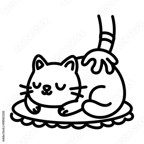 Petting cat icon in doodle style 

