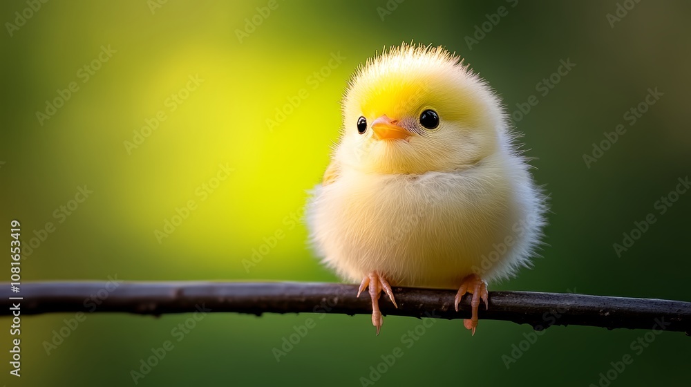 A small yellow bird sitting on a branch A small yellow bird sitting on a branch