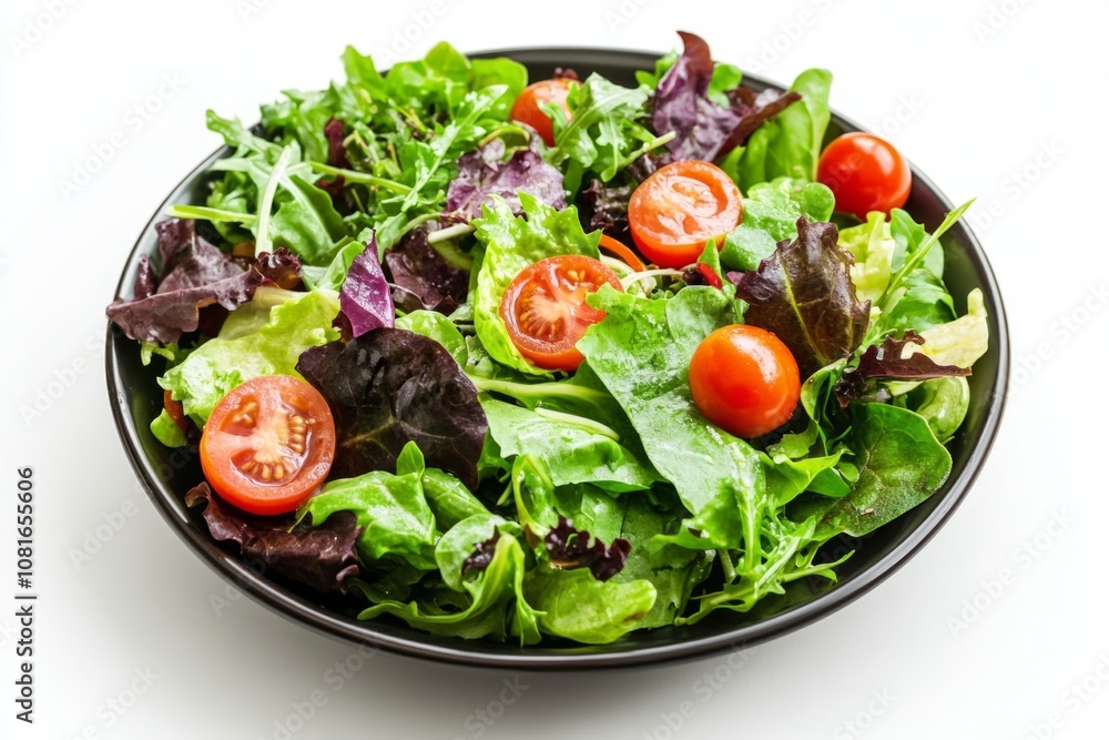 Fresh vibrant salad with a mix of greens and juicy tomatoes. Perfect for health enthusiasts. Enjoy a nutritious meal anytime. Generative AI Fresh vibrant salad with a mix of greens and juicy tomatoes. Perfect for health enthusiasts. Enjoy a nutritious meal anytime. Generative AI